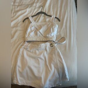 White Crop Top and Skirt Set